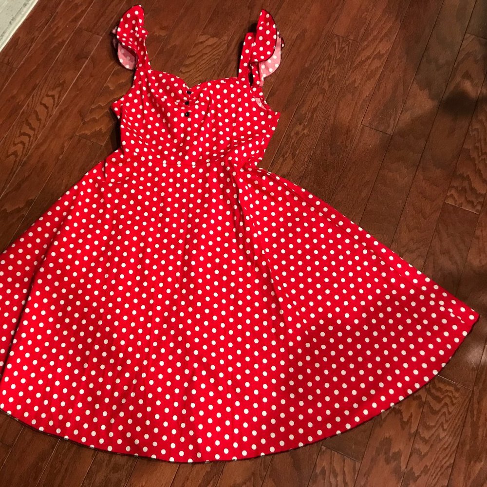 Polka dot 50s dress M